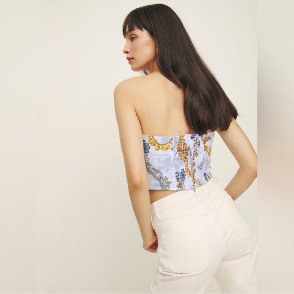 NWT Reformation Dillon Linen Top in Reign Print - Size 12 - Picture 3 of 8